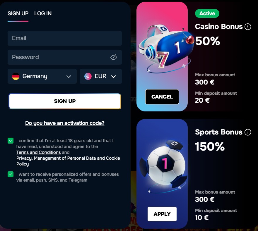 Gizbo Casino Registrierung